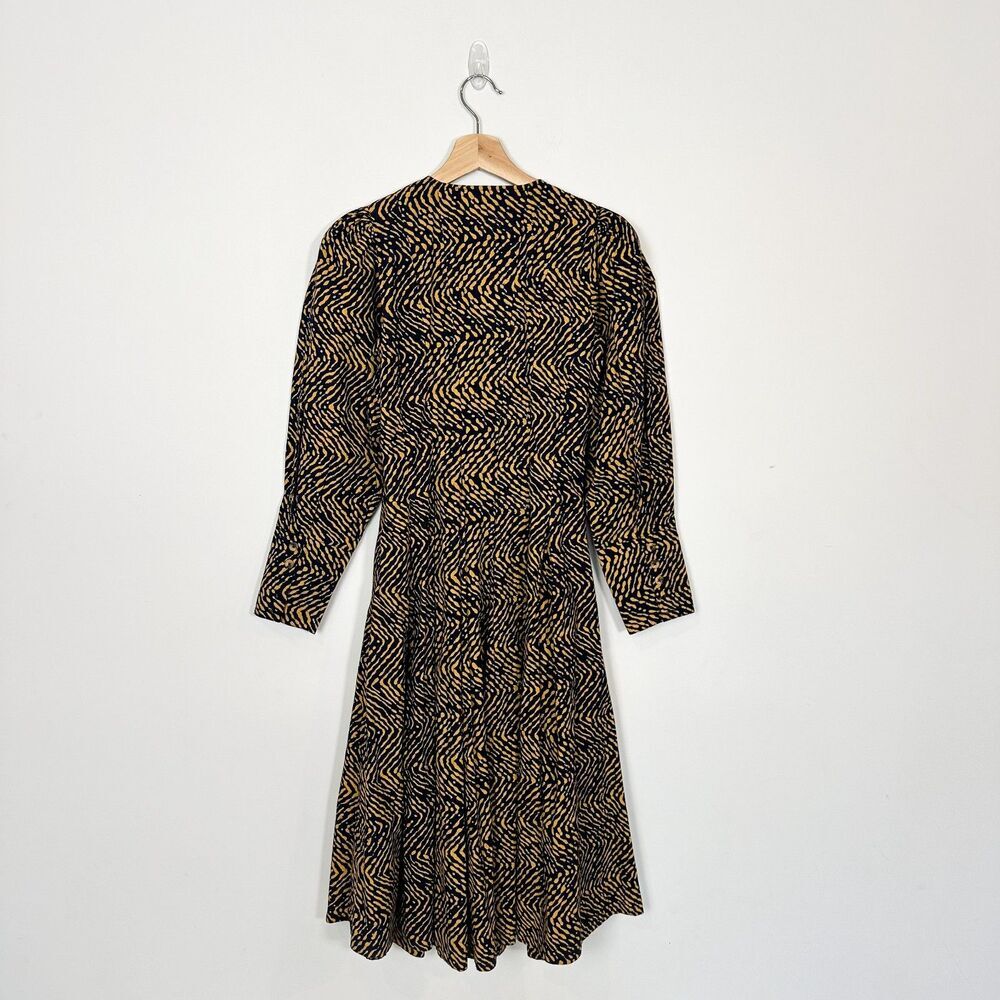 Ulla Johnson Black and Gold Printed Long-Sleeve Midi Dress - Picture 6 of 13
